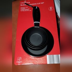 Crofton Black Stainless Steel Measuring Cup Set 4 Piece New